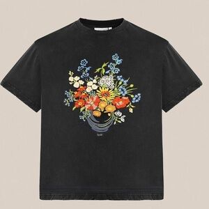 Found/Free People Bouquet Flowers Tee in Vintage Black NWT